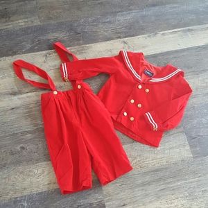 Vintage red boy Rici two pieces costume corduroy size 4T